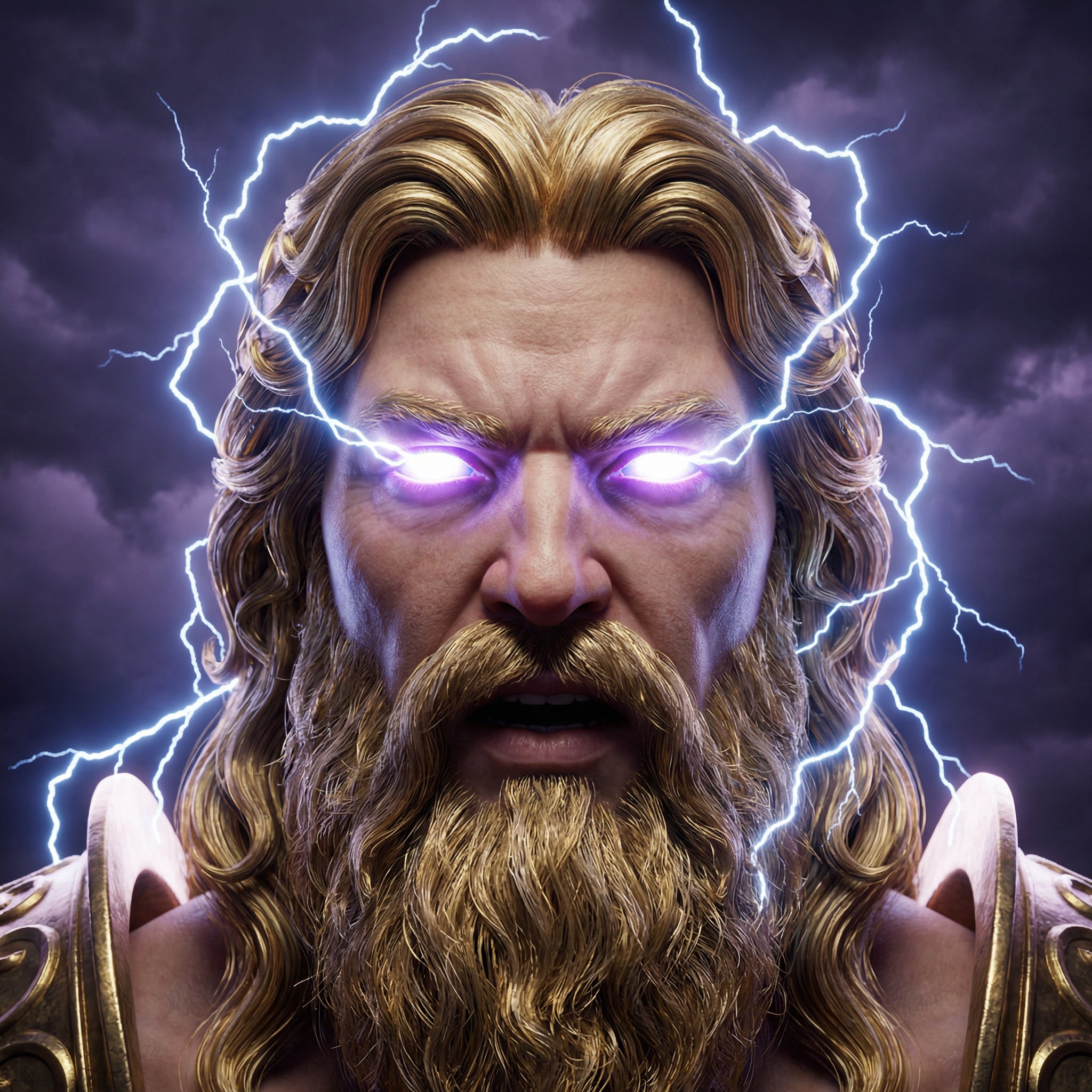 Zeus with lightning crown -- divine authority manifested
